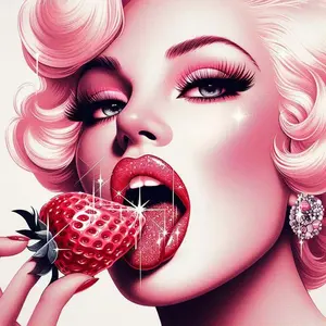 Strawberry Pattern DIY Diamond Arts Colorful Painting Kit Without Frame, DIY 5D Diamond Arts Colorful Painting Kit, Wall Art Decor for Home Living Room Bedroom