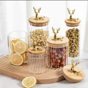 Exquisite Glass Candy Jars with Lids, Featuring Clear Glass for Sealing Storage. These Versatile Jars Are Perfect for Organizing Coffee Beans, Candies, Nuts, And Spices, Making Them Ideal for Kitchen Organization, Thoughtful Gifts