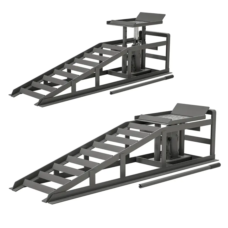 Hdmw 2 Pack Hydraulic Car Ramps 5T 11000lbs Low Profile Car Lift Service Ramps Truck Trailer Garage,Height Hydraulic Vehicle Ramps (Gray)