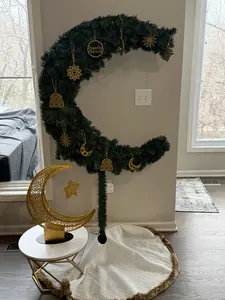 6 Ft Ramadan Eid Islamic Crescent Moon Tree Stand Home Decor Large 6 Feet White + 7 Pcs FREE ornaments