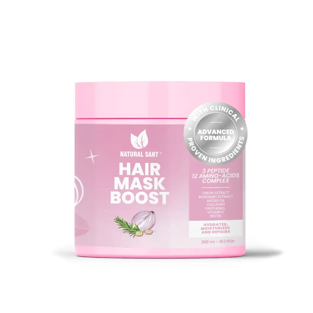 NaturalSant Hair Mask Boost with Onion Extract for Long & Strong Hair 3-Peptide Complex Clinically Approved 200ml Hydrating Treatment Cream