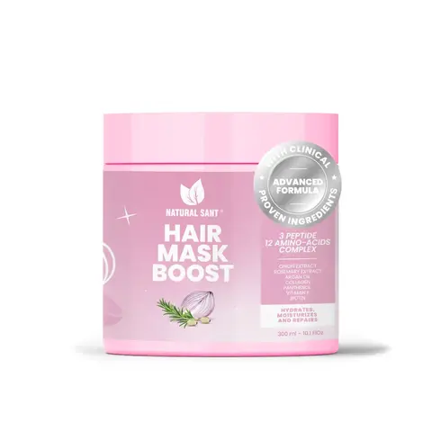 NaturalSant Hair Mask Boost with Onion Extract for Long & Strong Hair 3-Peptide Complex Clinically Approved 200ml Hydrating Treatment Cream