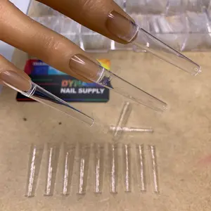 Clear 2XL Coffin Nail Tips No C-Curve XXL Extra Long & Straight (500pcs)