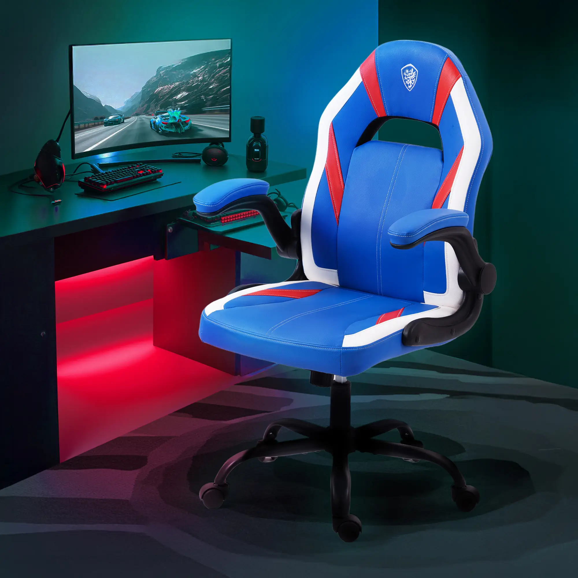 Dowinx Gaming Chair - Ergonomic gaming chair with breathable PU leather and pocket spring cushion – featuring lumbar support and 360° swivel adjustab