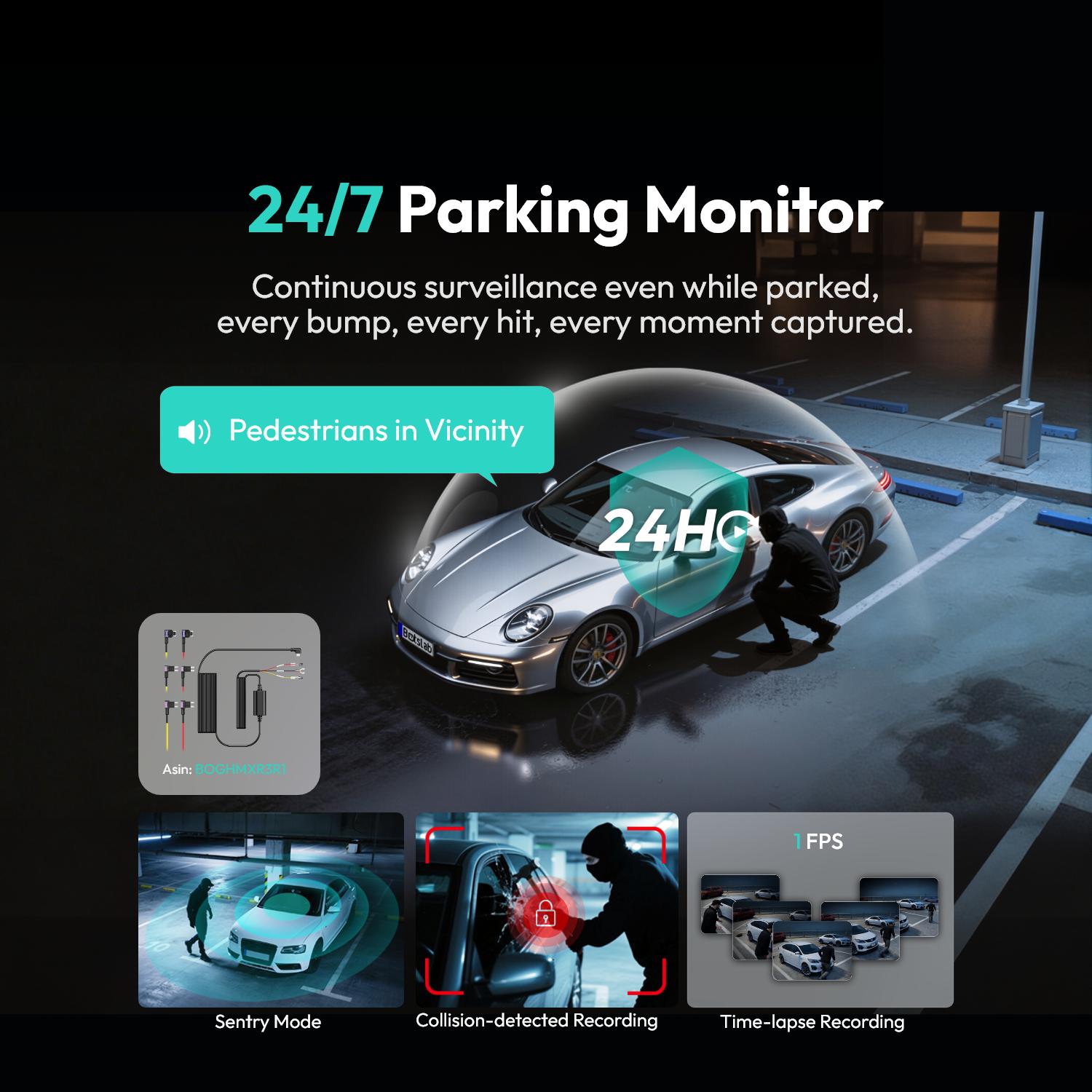 Botslab 3K 4 Channel Dash Cam with 3.18&rdquo; Touch Screen, 24/7 Parking Mode, Built-in GPS, 5.8G WiFi, Night Vision, Voice Control, 128GB Card, Rear Camera Monitor Touchscreen Dash Cam Car Dvr,car accessories