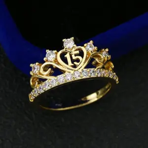 Crown shaped ring decorated with heart shape suitable as anniversary, birthday, graduation, Christmas gift for women to wear everyday