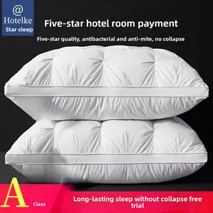 Luxury Pillow Core Five-Star Hotel High-Quality Pillow 3D Pillow Core Washable Single High Pillow Four Seasons Bread Pillow Core Soft and Full Non-Collapsing Polyester Fiber Fabric Neck Support Deep Sleep Pillow