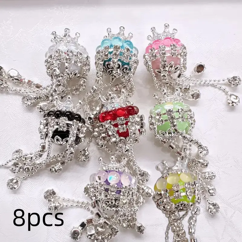 8 PCS Focus Beads, Used for Pens, Fancy Sparkling Crown Pen Focus Beads, Suitable for DIY Jewelry, Bracelet Beads, Necklaces, And Bead Pen Craft Projects, Jewelry Making Beads Charm, Christmas Beads, Handmade Bracelets, Necklace Crafting, Decorative Beads