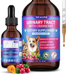 WEALLIN Urinary Tract Support Drops for Cats & Dogs – Natural Cranberry Supplement for Bladder, Kidney & Renal Health – Promotes Comfort & Urine Flow - Contain Pumpkin
