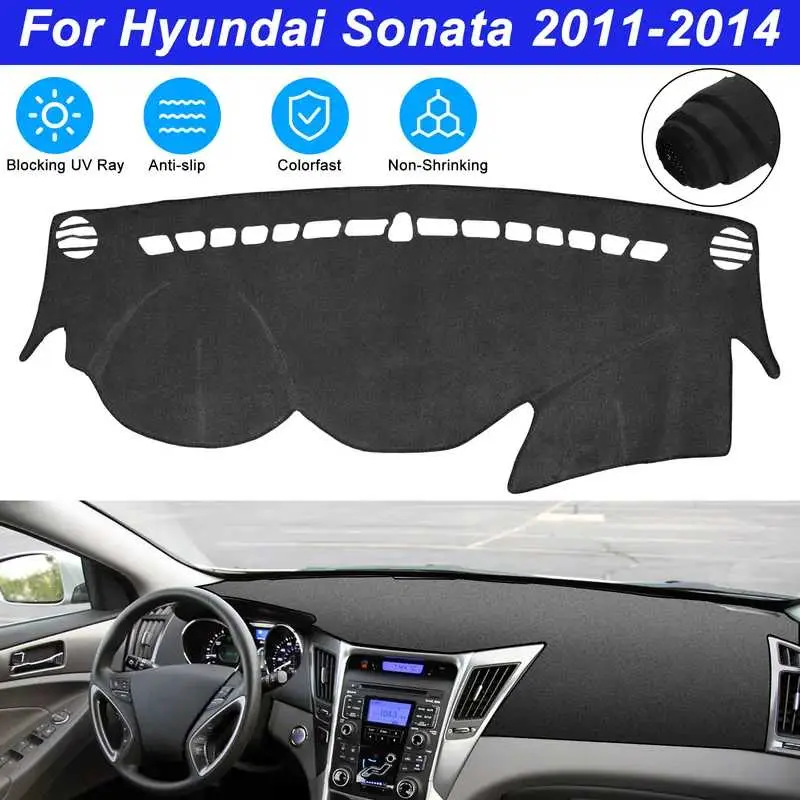 Motorbymotor Fit For Hyundai Sonata 2011-2014 Premium Dash Mat Dashboard Cover  High-Quality Fabric Absorbs Heat Reduces Glare Easy Installation No Adhesive Required racing  stripes battery  repair  kit Multi-Function Portable Jump Starter, Car Accessorie