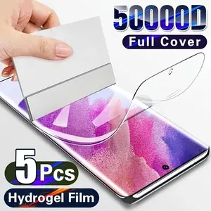 5 Pack HD Hydrogel Film for Samsung Galaxy S25 Ultra Edge S23 S24 Plus S21 S20 FE S22+ S10 S10+ S23+ Note 20 Ultra 10 Plus, Soft Screen Protector Film, Fingerprint Recognition Compatible, Anti-scratch, Anti-fingerprint, Full Coverage, Accessories
