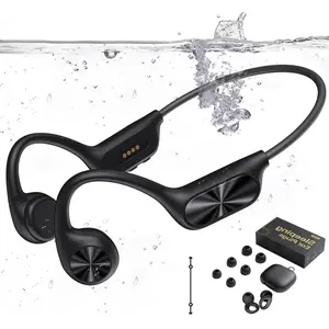 Waterproof Bone Conduction Earphone, IP68 Waterproof Swimming Earphone with 32G Memory, MP3 Playback Sports Earphone for Running, Cycling, Gym, Bone Conduction Headphones