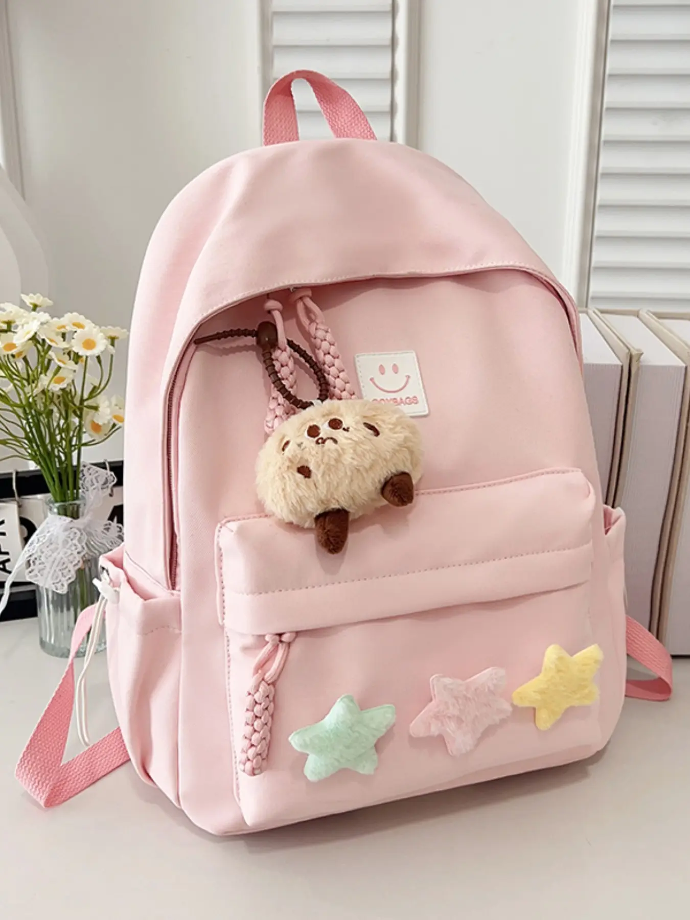 Korean Style 2026 New Backpack, Unique Small Star Design, Large Capacity Casual Bag, College Student Bookbag, Outdoor Travel Pack, Cute Backpack, College School Backpack, Backpack For School