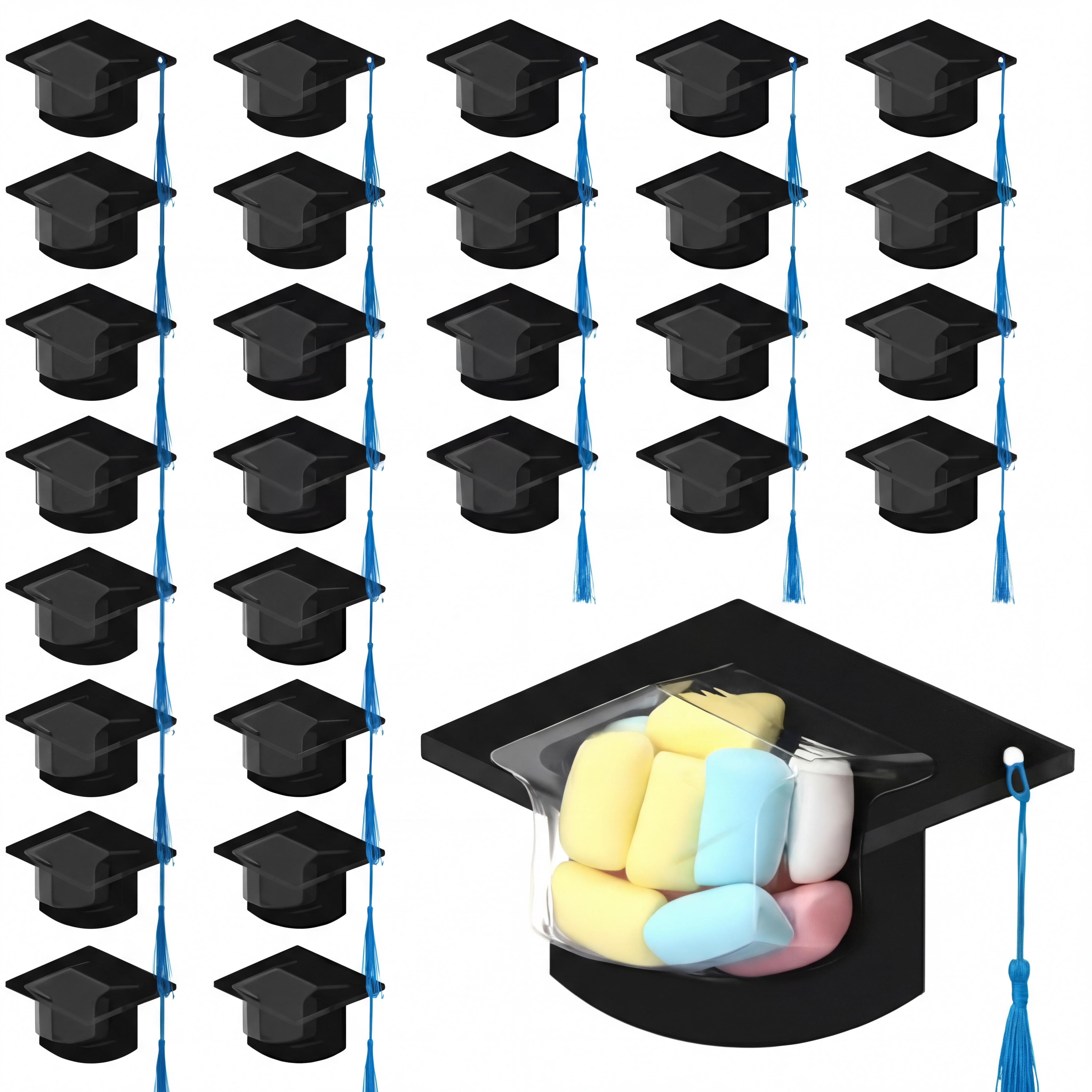 30 Pcs Graduation Cap Candy Card 2026 Class Grad Candy Dome Greeting Card Gift with Tassel Chocolate Holder for Friend Students Teachers School Party Favors Candy Holder Graduation Gifts Supplies