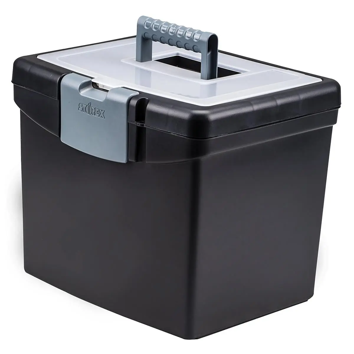 212 MAIN Rectangular Impact-Resistant Portable Hard Plastic File Box - Important Document Organizer, Desk File Organizer, Large Comp., Extra Large Compartment Letter Size Folder Holder, 3.5 lbs Office Supply Desk Accessory