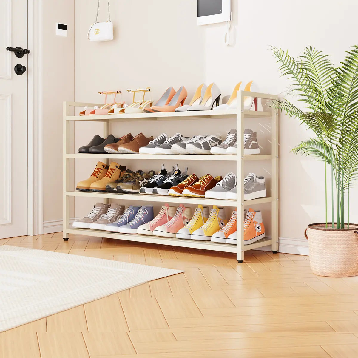 Heavy-Duty Steel Shoe Rack Organizer, 3/4/5-Tier Options with Reinforced Thick Shelves, Home Storage Rack for Entryway, Modern Home Decor