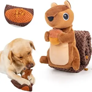 Plush Squirrel Dog Toy with Feeder, Nut Foraging Design, Interactive Pet Toy, Durable Plush Material, Perfect Gift for Dogs