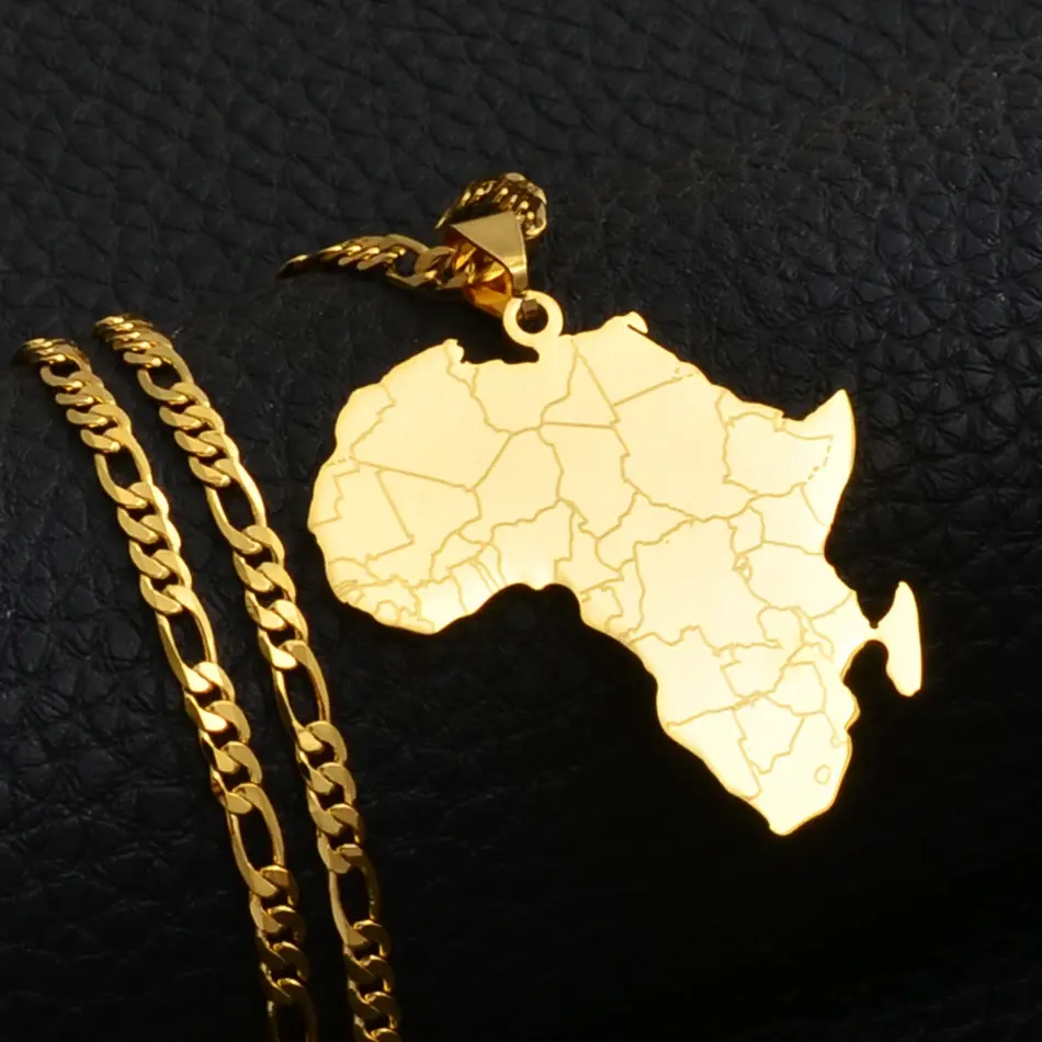 Africa Map Necklace - Flag Pendant Gifts Pride Jewelry for Men and Women