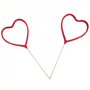 King of Sparklers Red Heart-Shaped Sparkler Streamers - Wire-Core Construction, Easy-to use, Smokeless, Golden Sparks