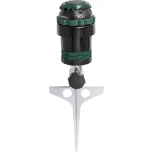 Six Gear-Drive Sprinkler on Metal T-Spike - Customizable Lawn Watering Coverage - Multi-Pattern Rotating Head with Adjustable Spray Range - Durable Outdoor Yard Irrigation Sprinkler - 58573