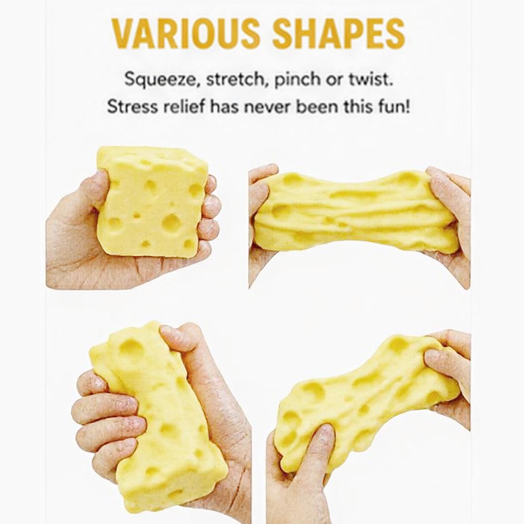 Cheese Squishy Stress Toy – Soft Squeeze Fidget Cube for Anxiety Relief, Sensory Play & Focus, Non-Toxic TPR Stress Ball for Kids & Adults