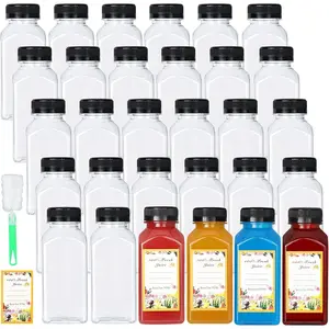 30 Pack 8oz Empty Plastic Bottles with Leak-Proof Caps Food Grade Recyclable Bulk Beverage Containers Clear PET Bottles for Homemade Juice, Smoothie, Milk and Drinks