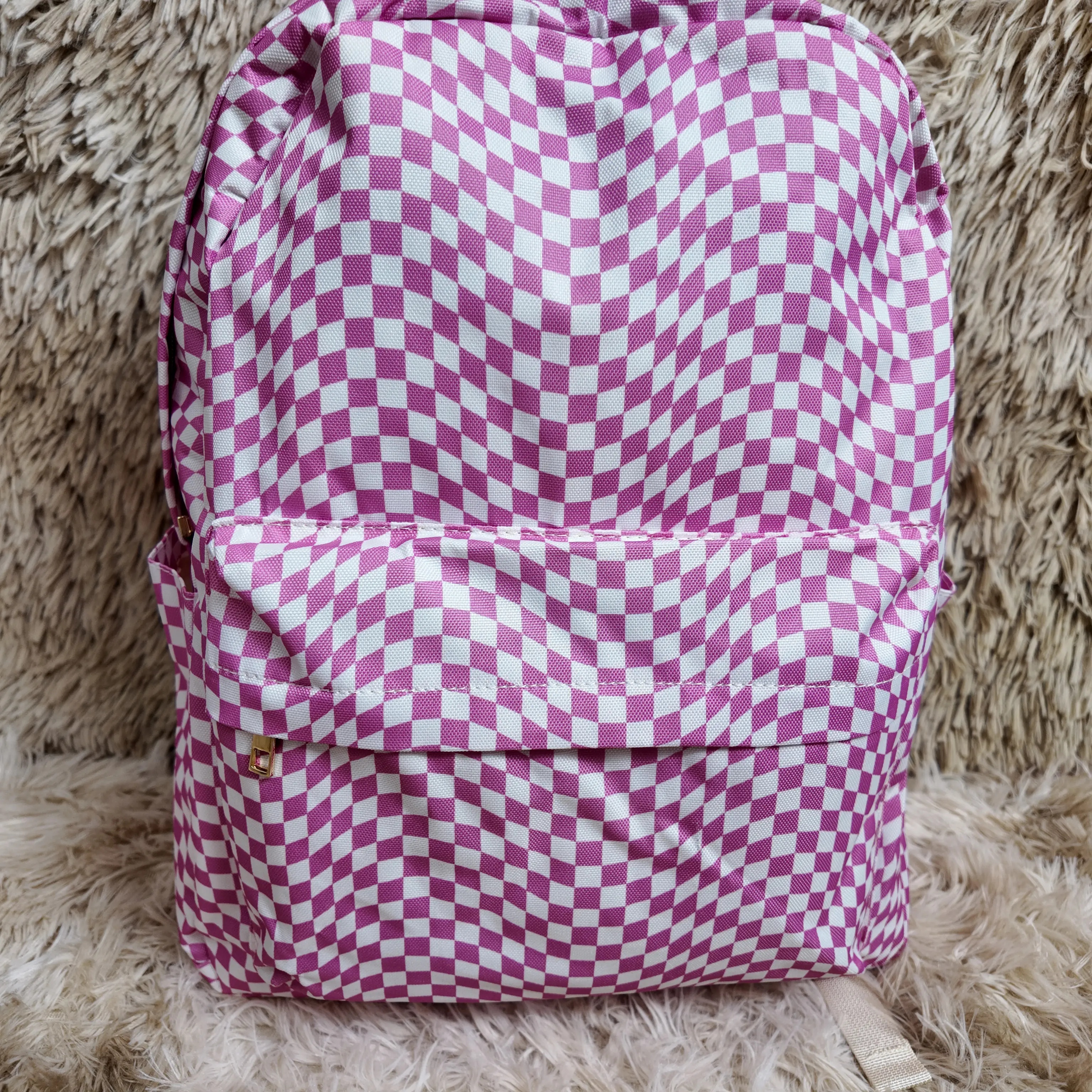 Girls' Checkered Backpack, Kids Style Pink Bag with Multiple Zip Pockets, Essential School Supplies for a Back to School Haul, 13'' x 17'' x 5'', Plaid, Multiple Pockets, 9 - 10 Years, Child-Sized Backpacks