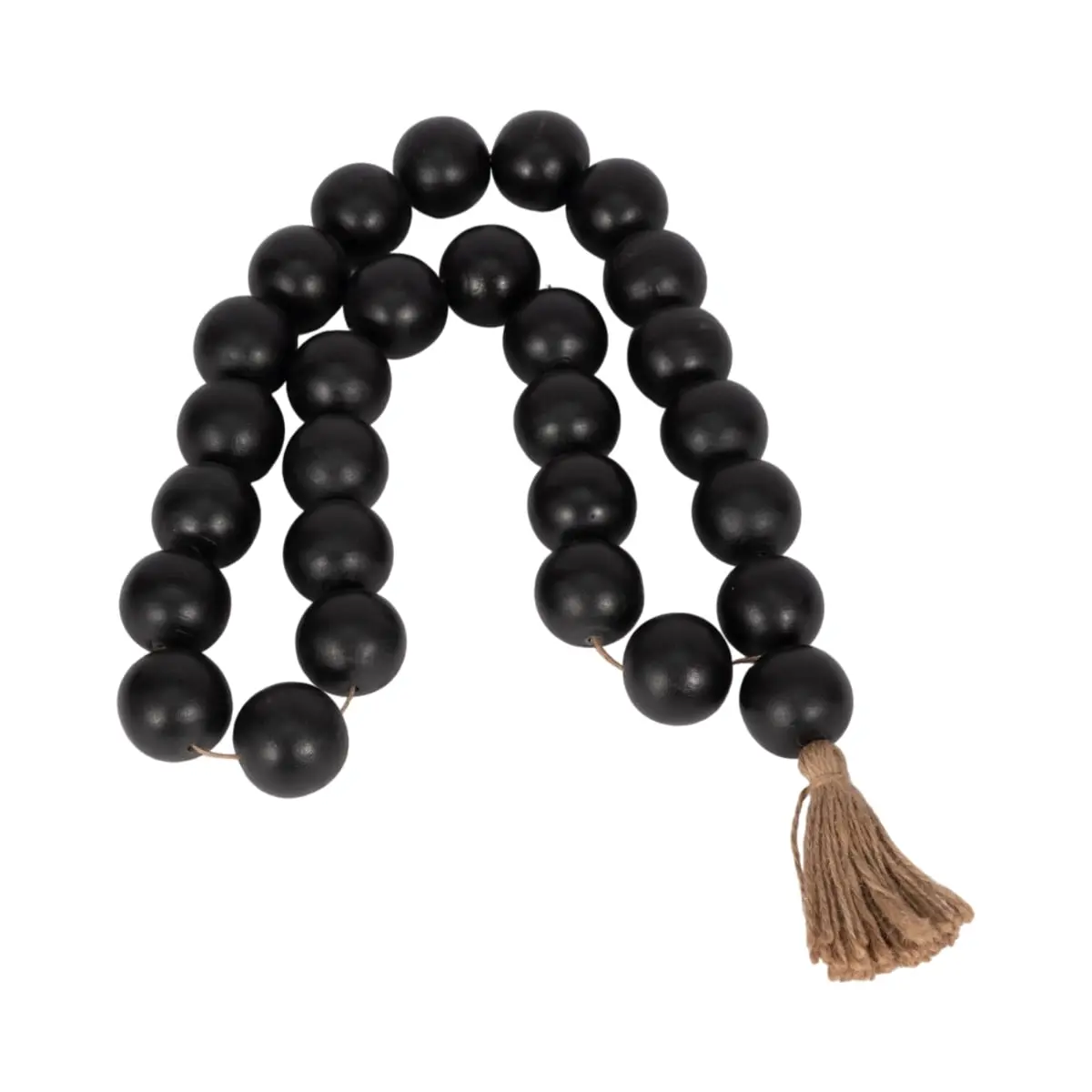 Sagebrook Home 17512-01 Farmhouse Double Beaded Round Wooden Hanging Garland - 32x2 in, Black, Beige, Tassel, Decorative Hangable Home Decor Room Accessory, Contemporary