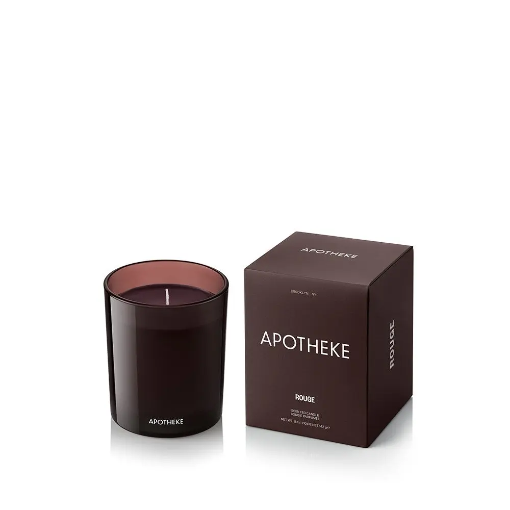 Rouge Petite Glass Fragrance Candle, Woody-Cherry Perfume Scent, Charcoal-Infused Home Decor Accent