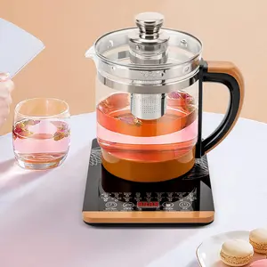 Electric Kettle, 110V 800W Powerful Electric Kettle with Base, 1.8L/63.35Oz Health Pot Automatic Thickening Glass Multi-function Boiled Eggs Electric Kettle, Electric Kettle with Tea Infuser