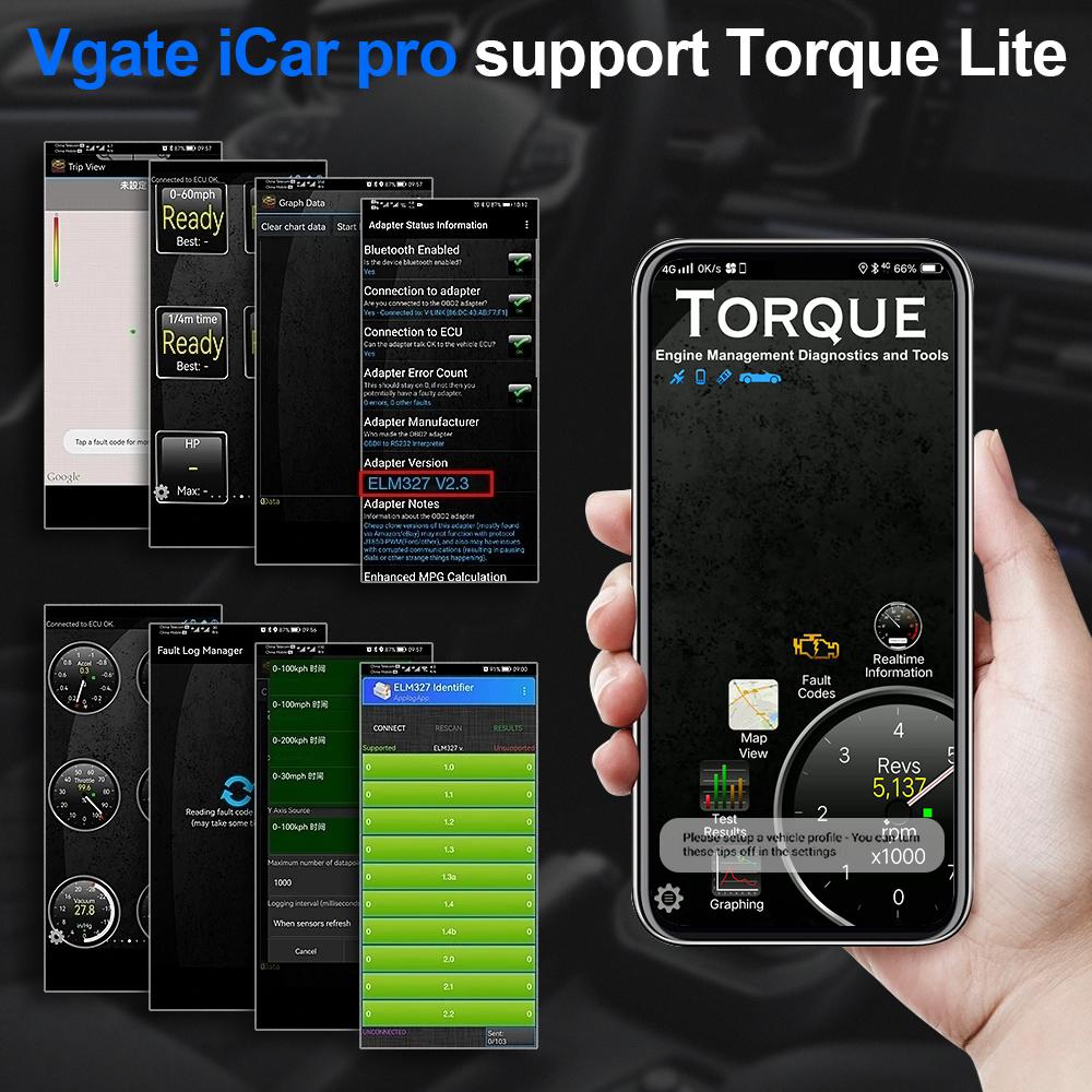 Vgate iCar Pro V2.3 Bluetooth 4.0 OBD2 Code Reader Check Engine Light Car Diagnostic Scan Tool