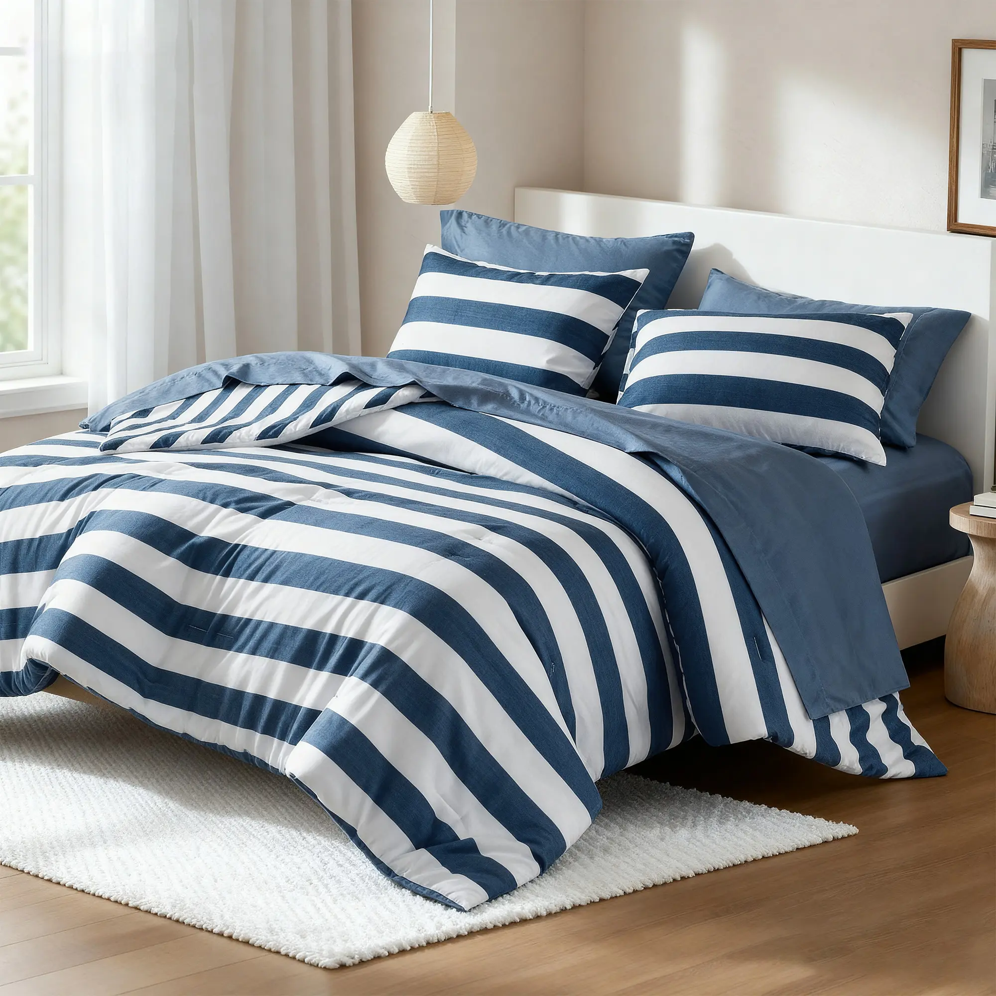 Stripe Textured Print Comforter Set, Echo Stripe Textured Print Comforter Set, Echo