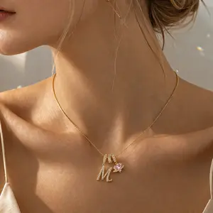 PolarEve 18K Gold Plated 3-Layering Initial A-Z Letter Pendant Necklaces for Women Snake Chain Choker Pink Heart Zircon Adjustable Length Necklace Jewelry, Birthday Gifts, Anniversary Gifts, Perfect Gift for Women and Girls, Valentine's Day Gift