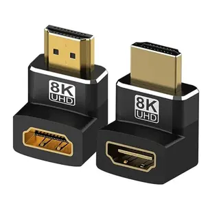 HDMI 2.1 Adapter, Male to Female Connector, 90/270 Degrees, Gold Plated, Supports 8k@60hz, 4K@120hz, Hdr, Earc, for PC, Laptop, Hdtv, Ps4, Ps5