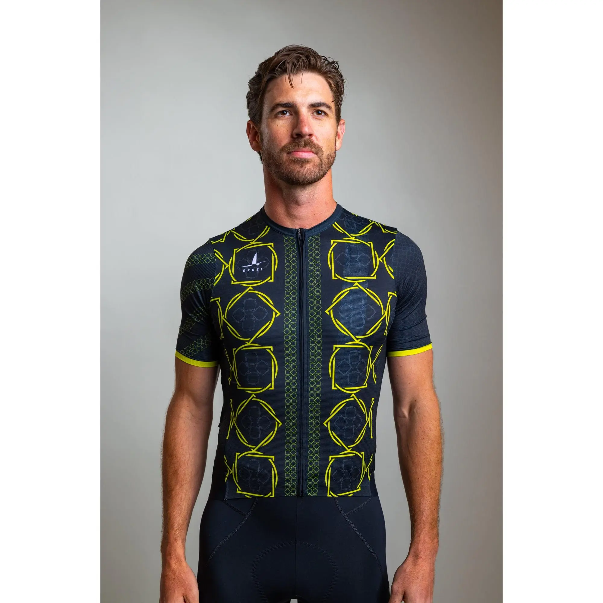 Men's Sporty Chic Cycling Jersey | Breathable Silky Fabric Race Top with Short Sleeves and Opulent Pattern, Male, High-Performance Fabrics, Race-Ready Style