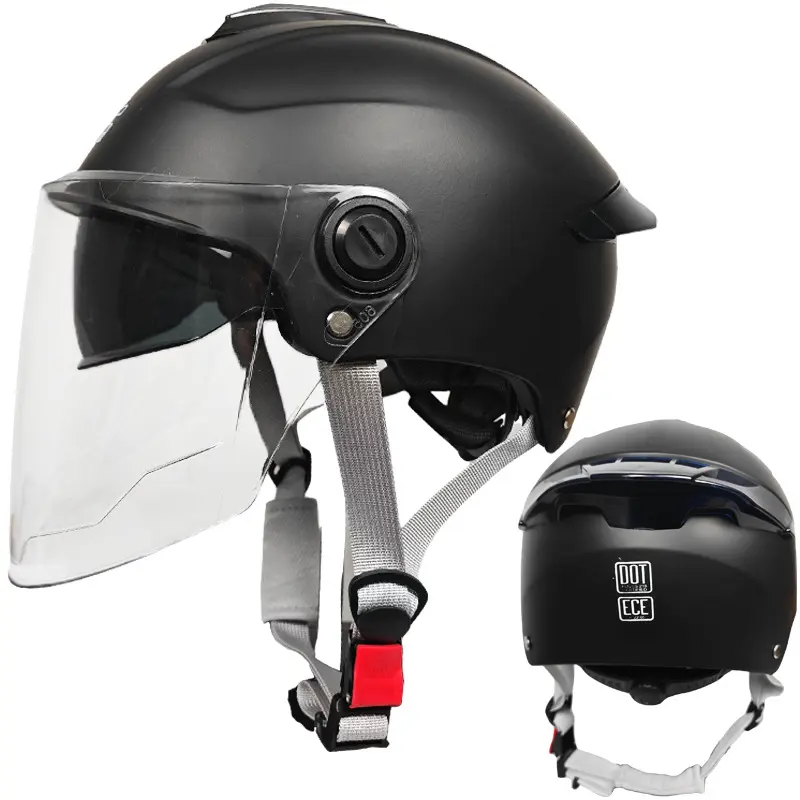 ZXC Anti-Fog Dual-Lens Electric Vehicle Helmet, Unisex All-Season Half Helmet, Anti-Scratch Dual Lens Design, Windproof Dustproof Shock Absorption, Portable Lightweight & Comfort Lining, Adjustable Buckle for Adult Men Women Urban Commute Scooter Riding ZXC Anti-Fog Dual-Lens Electric Vehicle Helmet, Unisex All-Season Half Helmet, Anti-Scratch Dual Lens Design, Windproof Dustproof Shock Absorption, Portable Lightweight & Comfort Lining, Adjustable Buckle for Adult Men Women Urban Commute Scooter Riding