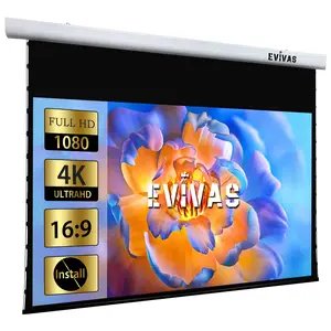 Motorized Projector Screen 100 inch 16:9 HD Diagonal with Remote Control, Wall/Ceiling Mounted Electric Movie Screen Wrinkle-Free, Great for Home Office Theater TV Usage Accessories Transparent Stereo