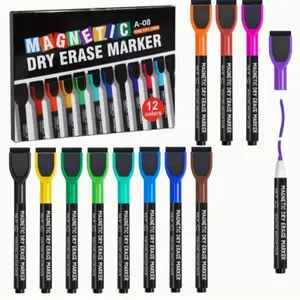 Magnetic Whiteboard Markers Set of 12, Dry Erase Markers, Strong Magnets for Teachers, Students Drawing, Meeting Planning, Classroom Education, Home Office Use, Whiteboard Pen