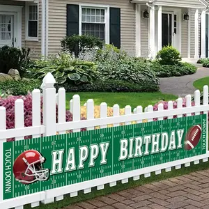 Football Happy Birthday Banner Decorations Birthday Signs Giant Birthday Party Supplies Fence Yard Signs Outdoor Decorations Photo Backdrop 6
