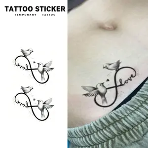 Realistic Durable Temporary Fake Tattoos Buy 1 Get 1 Free, Minimalist Infinity Dove Love Letter Tattoo Stickers, Romantic Small Body Art Replacement for Henna Tattoo Kit