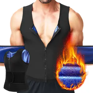 CATTIBOR Menswear Body Shaper Sweat Sauna Sport Vest With Zipper,Men Waist Trainer Sauna Shirt for Men Zipper Sweat Belt Tank Top Fitness Workout Sports Vest ,Gym Excerise Sleeveless Shirt,Men Underwear