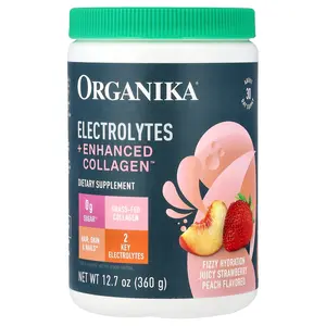 Organika Electrolytes + Enhanced Collagen™, Juicy Strawberry Peach, 12.7 oz (360 g)