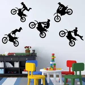 SURUIHK Dirt Bike Stickers Wall Decal Motocross Peel and Stick Vinyl Decals for Boys Bedroom Living Room Office Games Room 140x40cm High-Quality Material Easy to Use