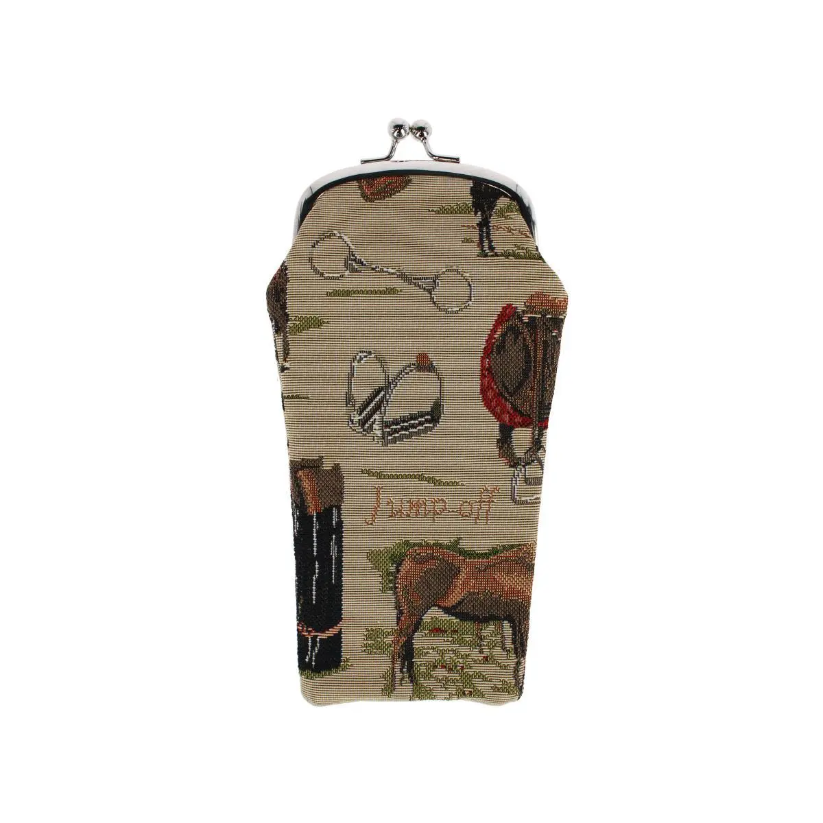 CTM Women's Tapestry Glasses Case with Equestrian Horse Print, Sturdy Woven Fabric Eyewear Storage with Secure Kiss Lock Clasp, Glasses Organizer, One Size