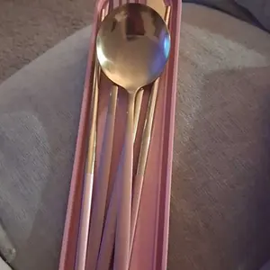 Stainless Steel Flatware Set with Travel Organizer Case, 4-Piece Reusable Cutlery Kit for Home, Office, School, Camping & Outdoor Adventures, Gold -RR