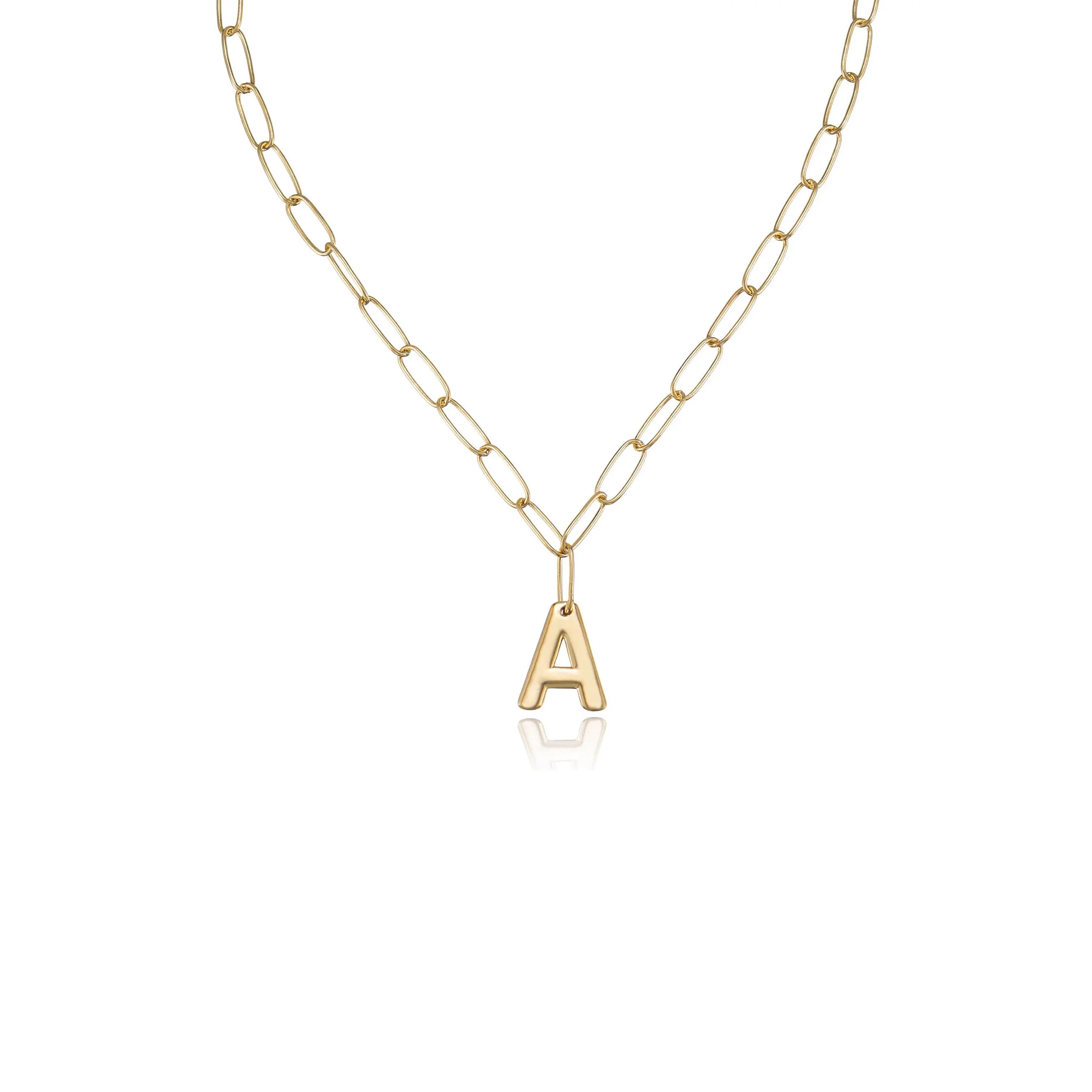 Ettika Paperclip Link Initial Necklace 18k Gold Plated Rhodium Plated Brass 18 Inch Chain with 0.7 Inch Pendant for Everyday Use