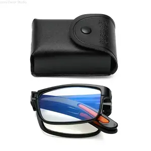 Foldable Blue Light Blocking Reading Glasses with Pocket Case – Portable Compact Readers for Men & Women