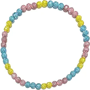 Iced Bling Disco Ball Rhinestone Bead Baseball Necklace Pink Yellow Blue Hype Fire Pool Party