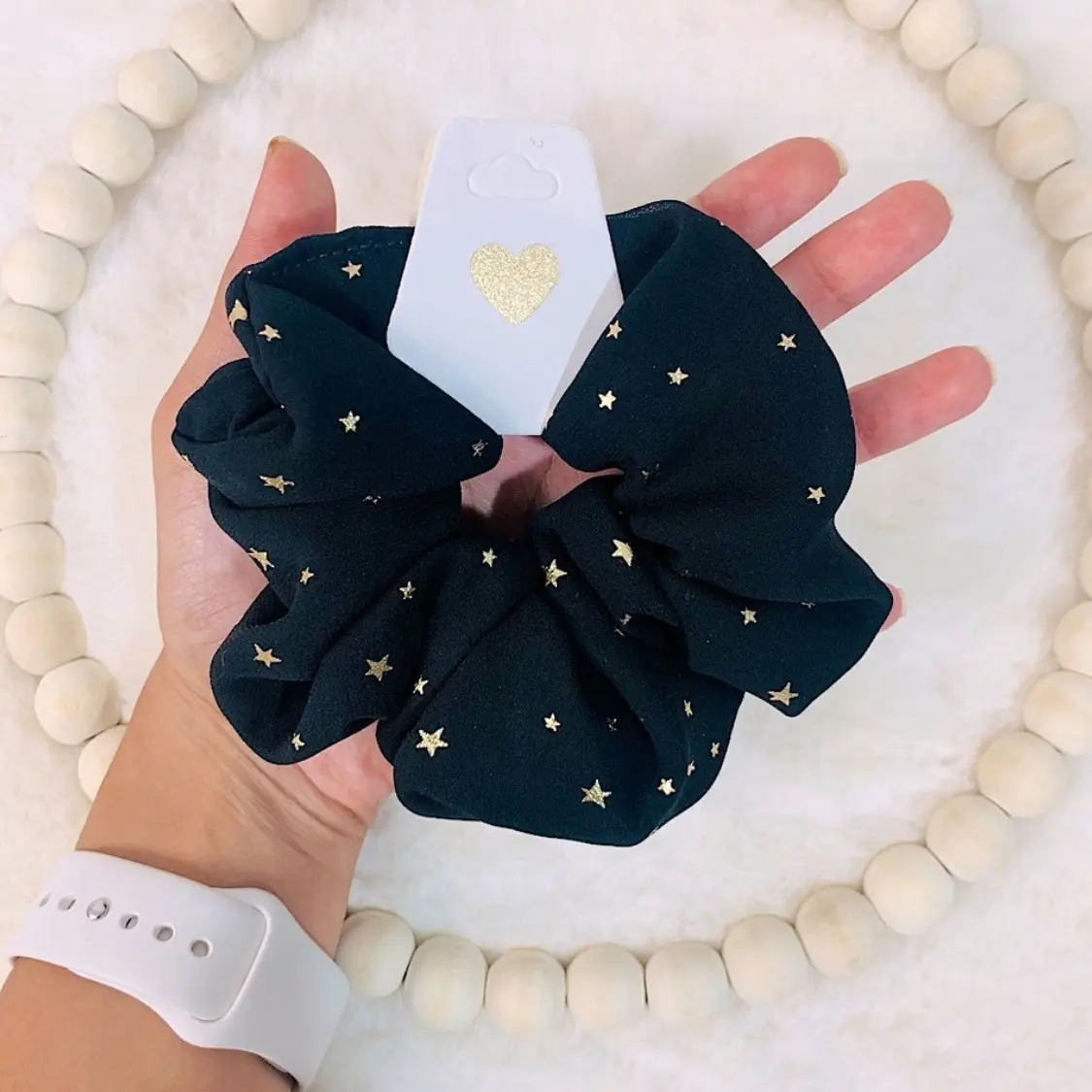 Large Chiffon Gold Star Scrunchie