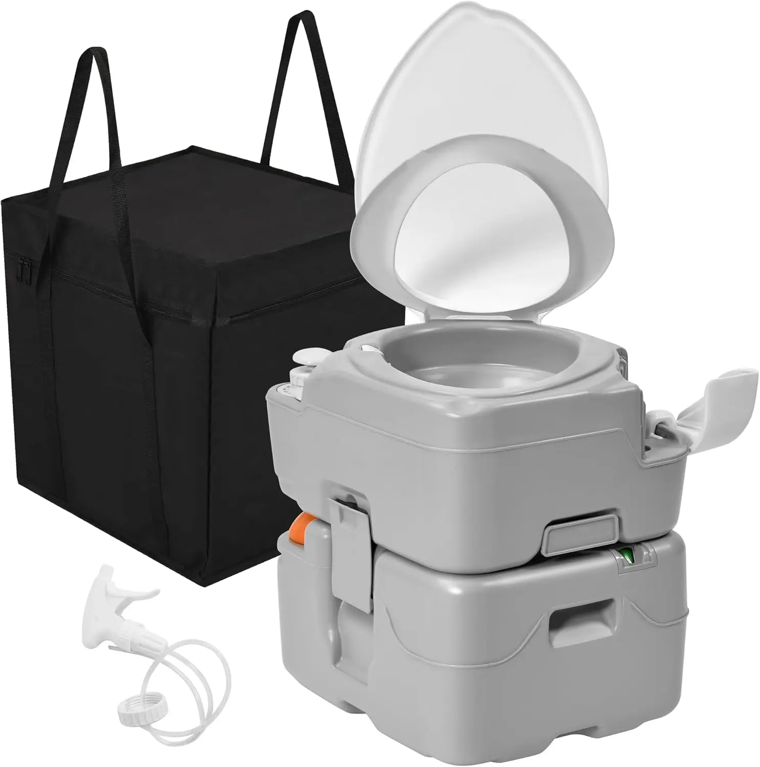 YITAMOTOR 5.8 Gallon Portable Toilet for Adults Camping Porta Potty with Diagonal Elongated Bowl Seat Sprayer Bag Level Indicator Anti-Leak RV Travel for Outdoors Indoors Hospital Boat